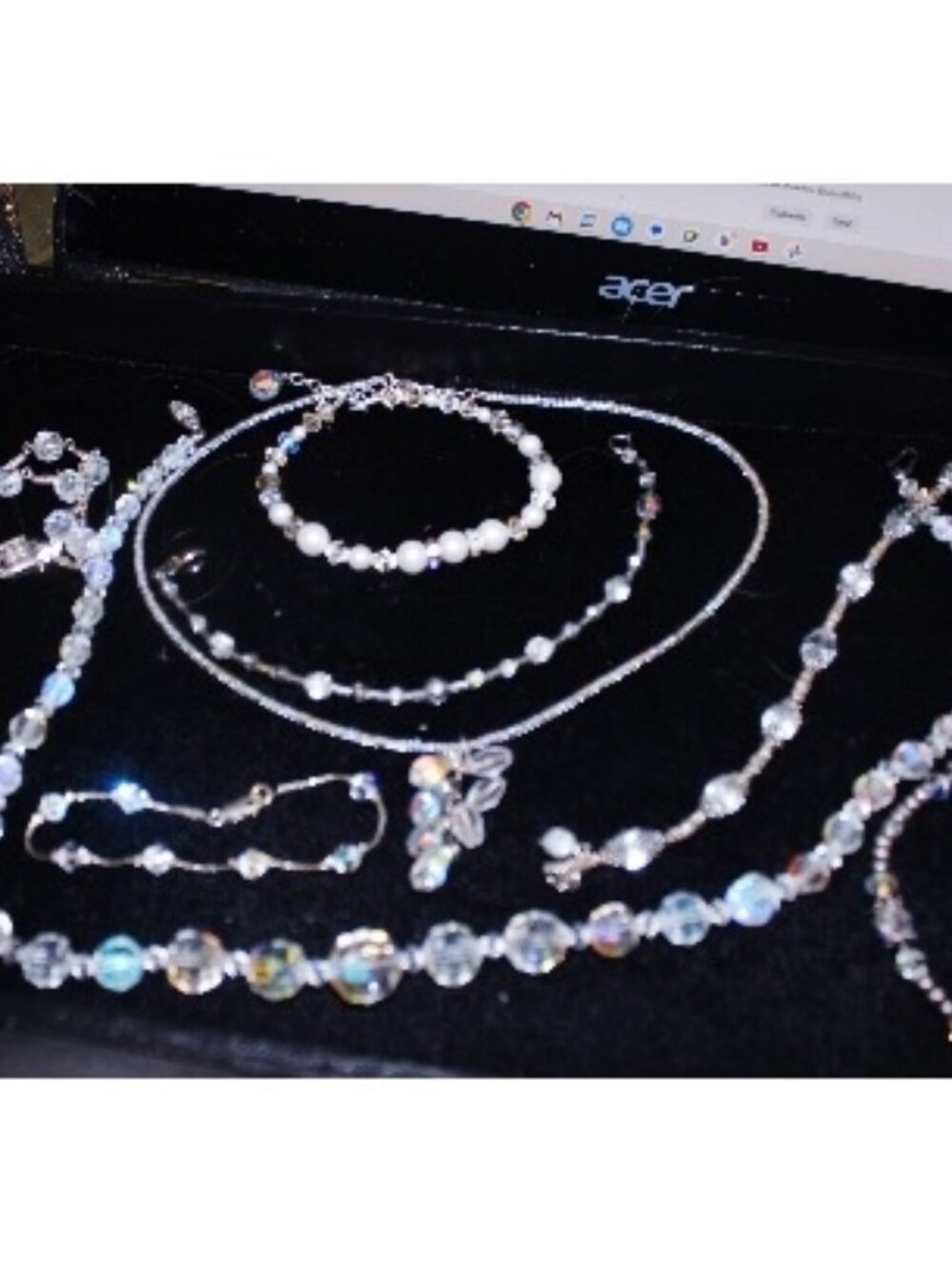 Vintage 8 Piece 925 Sterling Sparkling Aurora Borealis Necklace Bracelet Lot